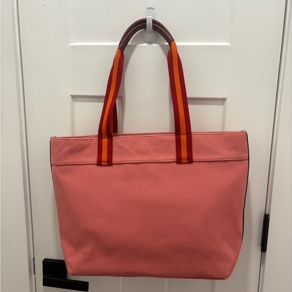Coach Tote Bag Pink Canvass Double Handle - Picture 2 of 10